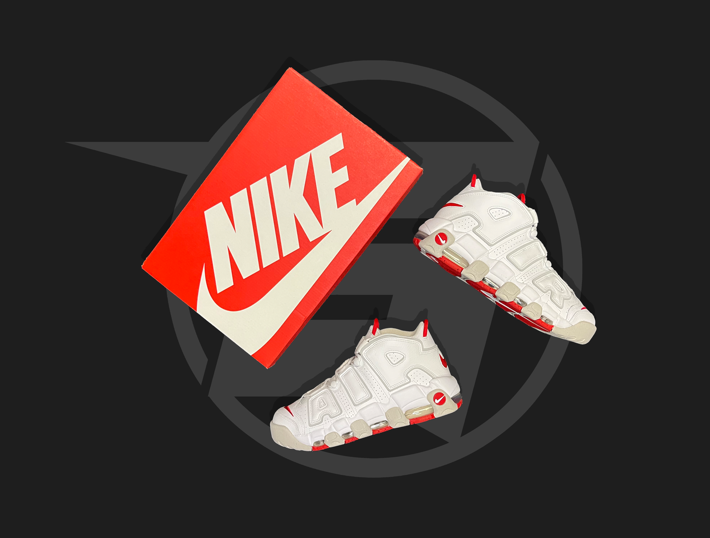 Nike Air More Uptempo 96 White Grey Fog University Red