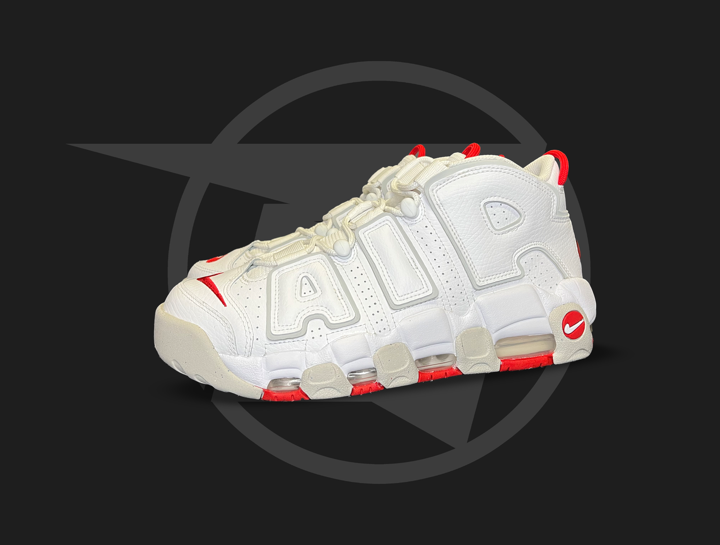Nike Air More Uptempo 96 White Grey Fog University Red