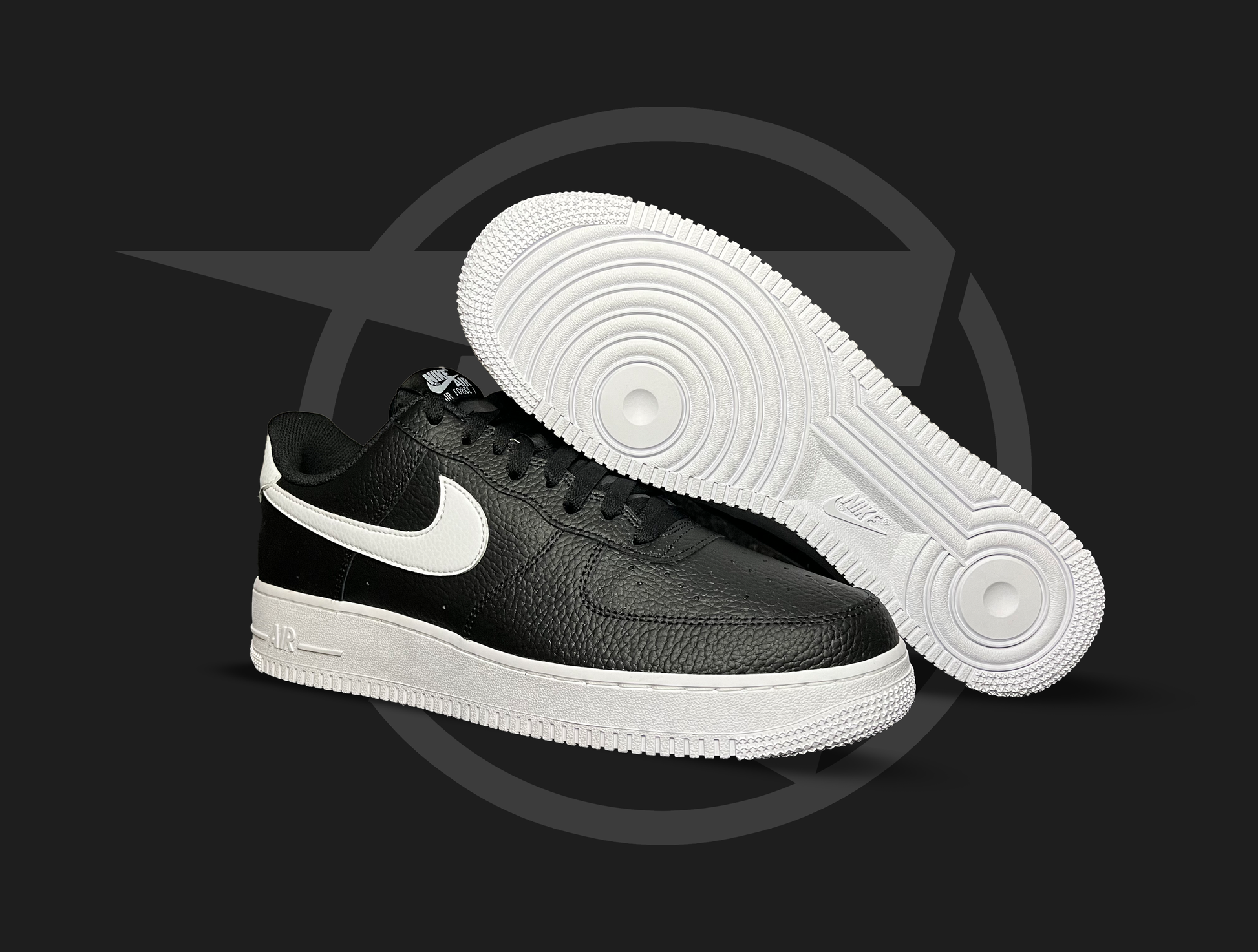 Nike Air Force 1 Black White Pebbled Leather