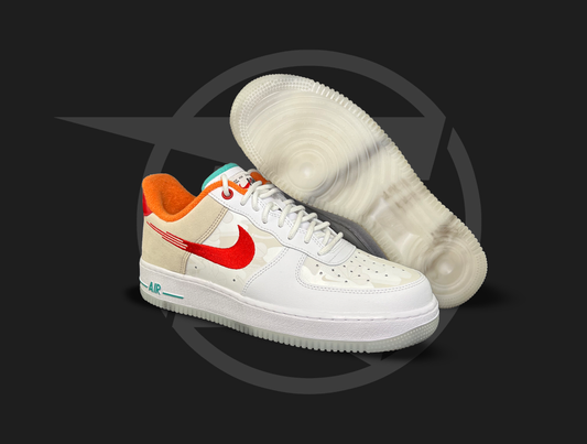Nike Air Force 1 White Red Teal
