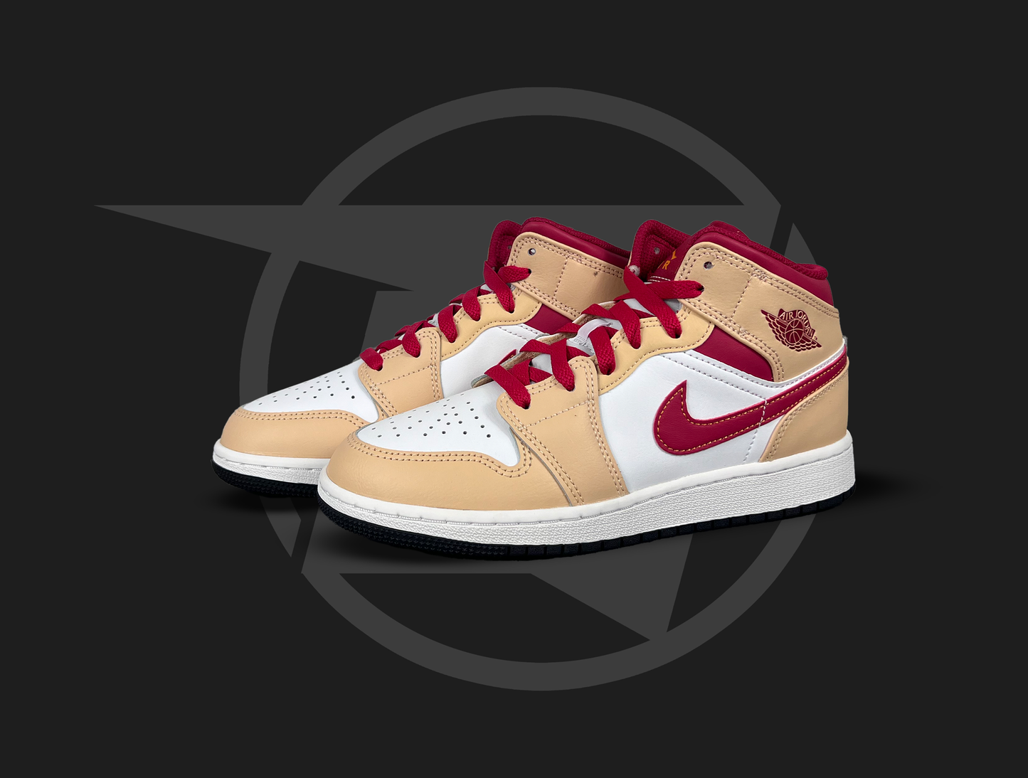 Jordan 1 Mid Light Curry Cardinal (GS)