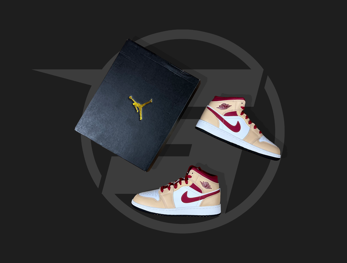 Jordan 1 Mid Light Curry Cardinal (GS)