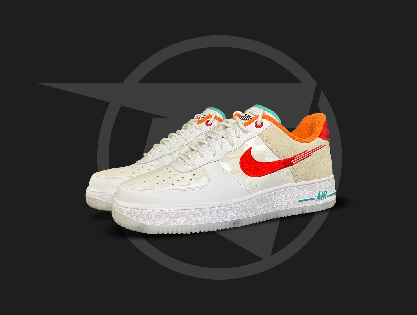 Nike Air Force 1 White Red Teal