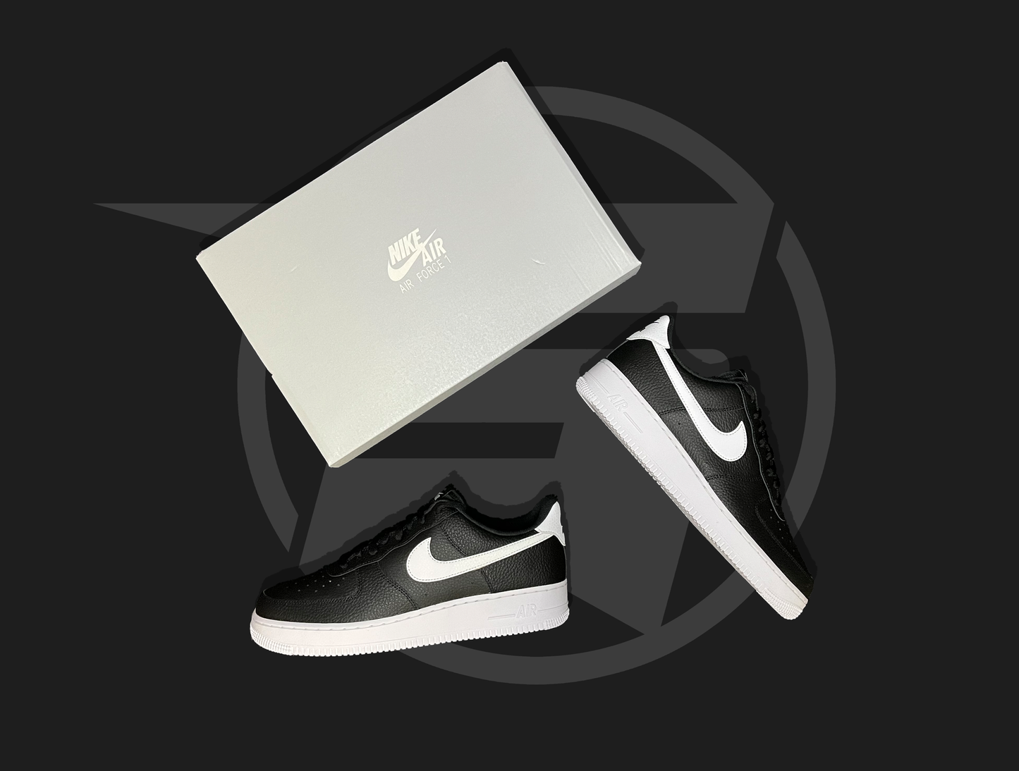 Nike Air Force 1 Black White Pebbled Leather