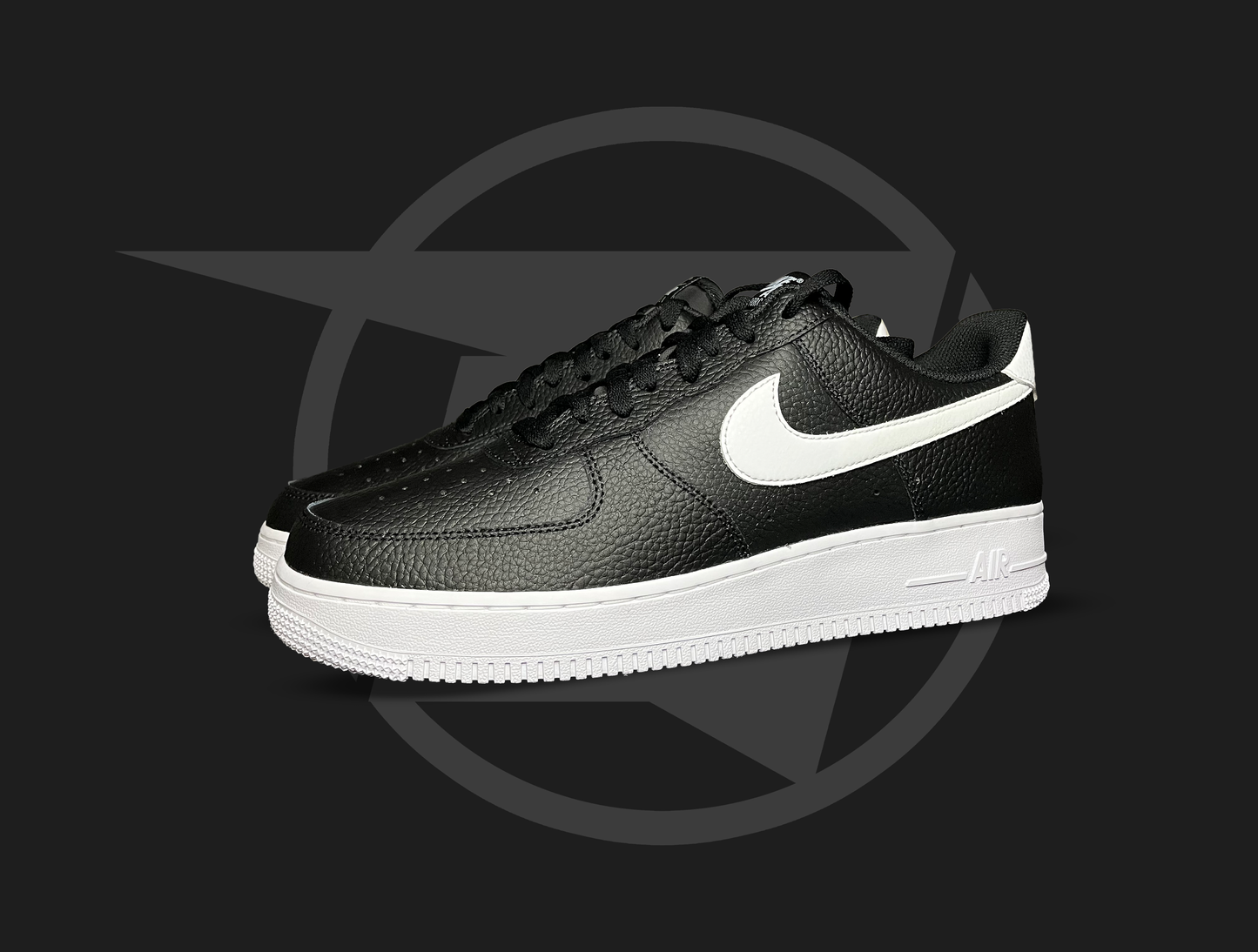Nike Air Force 1 Black White Pebbled Leather