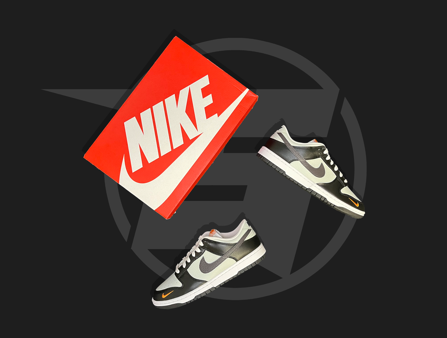 Nike Dunk Black Total Orange Mini Swoosh